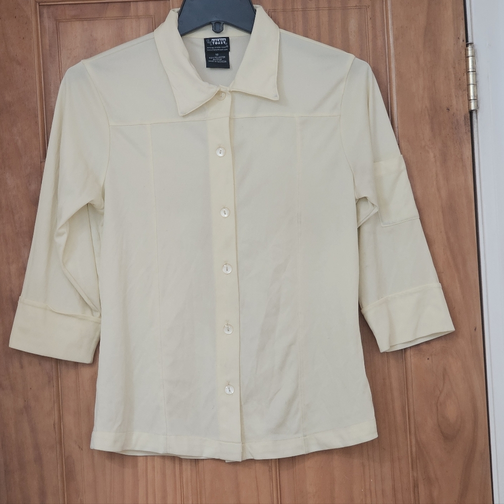 French Toast Girls Yellow Button-Down 3/4 Sleeve Shirt, Size 18